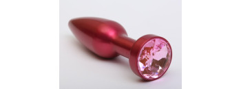 Пробка металл красная с розовым стразом 11,2х2,9см 47199-MM