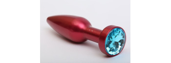 Пробка металл красная с голубым стразом 11,2х2,9см 47199-5MM