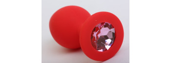 Пробка силиконовая красная с розовым стразом 8,2х3,5см 47403-1MM