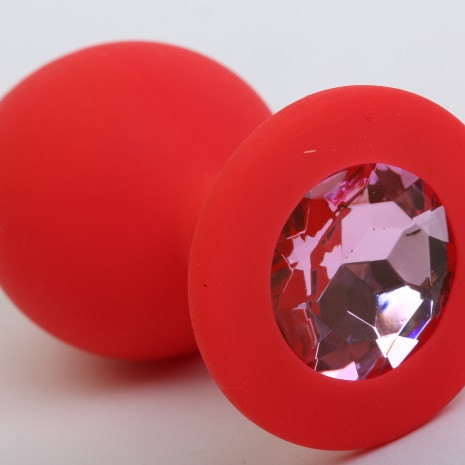Пробка силиконовая красная с розовым стразом 8,2х3,5см 47403-1MM