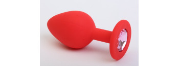 Пробка силиконовая красная с розовым стразом 7,1х2,8см 47403-MM