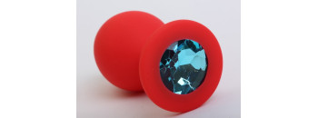 Пробка силиконовая красная с голубым стразом 8,2х3,5см 47404-1MM