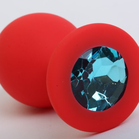 Пробка силиконовая красная с голубым стразом 8,2х3,5см 47404-1MM