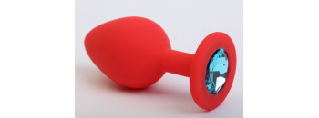 Пробка силиконовая красная с голубым стразом 7,1х2,8см 47404-MM