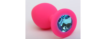 Пробка силиконовая розовая с голубым стразом 9,5х4см 47405-2MM