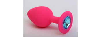 Пробка силиконовая розовая с голубым стразом 7,1х2,8 47405-MM