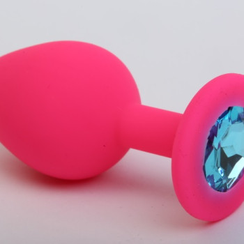 Пробка силиконовая розовая с голубым стразом 7,1х2,8 47405-MM