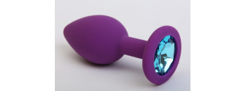 Пробка силиконовая фиолетовая с голубым стразом 8,2х3,5см 47406-1MM