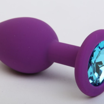 Пробка силиконовая фиолетовая с голубым стразом 8,2х3,5см 47406-1MM