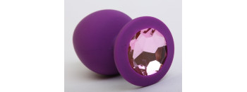 Пробка силиконовая фиолетовая с розовым стразом 8,2х3,5см 47407-1MM
