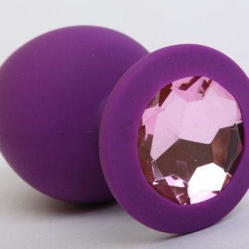 Пробка силиконовая фиолетовая с розовым стразом 8,2х3,5см 47407-1MM