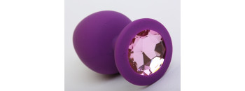 Пробка силиконовая фиолетовая с розовым стразом 9,5х4см 47407-2MM