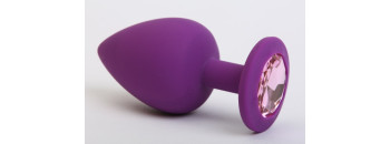 Пробка силиконовая фиолетовая с розовым стразом 7,1х2,8см 47407-MM