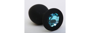 Пробка силиконовая черная с голубым стразом 8,2х3,5см 47408-1MM