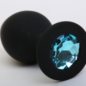 Пробка силиконовая черная с голубым стразом 9,5х4см 47408-2MM