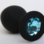 Пробка силиконовая черная с голубым стразом 9,5х4см 47408-2MM