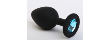 Пробка силиконовая черная с голубым стразом 7,1х2,8см 47408-MM