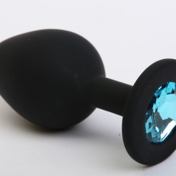 Пробка силиконовая черная с голубым стразом 7,1х2,8см 47408-MM