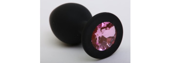 Пробка силиконовая черная с розовым стразом 9,5х4см 47409-2MM