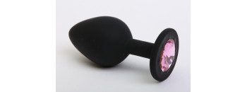 Пробка силиконовая черная с розовым стразом 7,1х2,8см 47409-MM