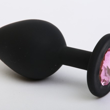 Пробка силиконовая черная с розовым стразом 7,1х2,8см 47409-MM