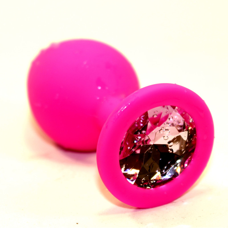 Пробка силиконовая розовая с розовым стразом 8,2х3,5см 47410-1MM