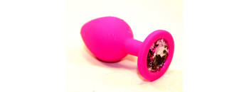Пробка силиконовая розовая с розовым стразом 7,1х2,8см 47410-MM