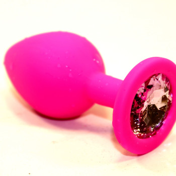 Пробка силиконовая розовая с розовым стразом 7,1х2,8см 47410-MM