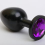 Анальная пробка металл черная с фиолетовым стразом 7,6х2,8см 47412-5MM