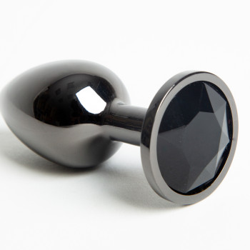 Анальная пробка черная с черным стразом 47412-7-MM