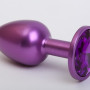 Анальная пробка металл фиолетовая с фиолетовым стразом 7,6х2,8см 47413-5MM