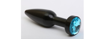 Пробка металл черная с голубым стразом 11,2х2,9см 47416-1MM