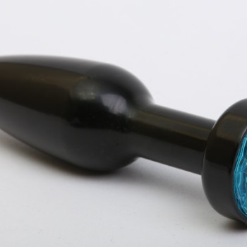 Пробка металл черная с голубым стразом 11,2х2,9см 47416-1MM