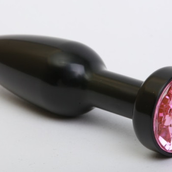 Пробка металл черная с розовым стразом 11,2х2,9см 47416-MM