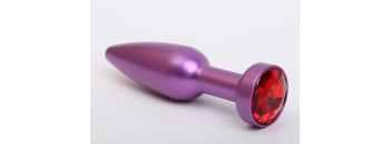 Пробка металл фиолетовая с красным стразом 11,2х2,9см 47417-2MM