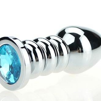 Пробка металл фигурная серебро с голубым стразом 10,3х3,8см 47423-1MM