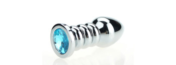 Пробка металл фигурная серебро с голубым стразом 10,3х3,8см 47423-1MM