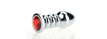 Пробка металл фигурная серебро с красным стразом 10,3х3,8см 47423-2MM