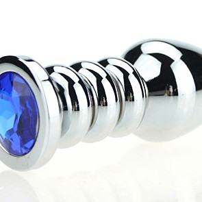 Пробка металл фигурная серебро с синим стразом 10,3х3,8см 47423-3MM