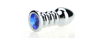 Пробка металл фигурная серебро с синим стразом 10,3х3,8см 47423-3MM