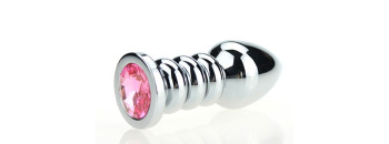 Пробка металл фигурная серебро с розовым стразом 10,3х3,8см 47423-MM