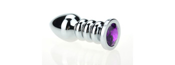 Пробка металл фигурная серебро с фиолетовым стразом 10,3х3,8см 47423-5MM