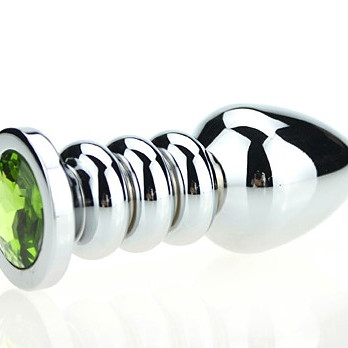 Пробка металл фигурная серебро с зеленым стразом 10,3х3,8см 47423-6MM