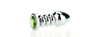 Пробка металл фигурная серебро с зеленым стразом 10,3х3,8см 47423-6MM