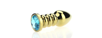 Пробка металл фигурная золото с голубым стразом 10,3х3,8см 47424-1MM