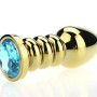 Пробка металл фигурная золото с голубым стразом 10,3х3,8см 47424-1MM