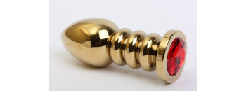 Пробка металл фигурная золото с красным стразом 10,3х3,8см 47424-2MM