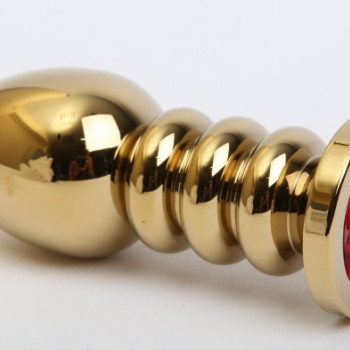 Пробка металл фигурная золото с красным стразом 10,3х3,8см 47424-2MM