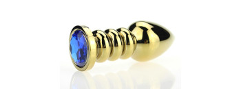 Пробка металл фигурная золото с синим стразом 10,3х3,8см 47424-3MM