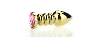 Пробка металл фигурная золото с розовым стразом 10,3х3,8см 47424-MM